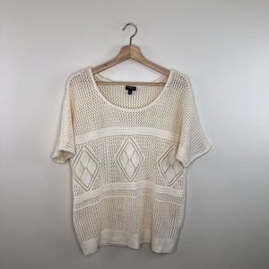 Torrid cream crochet dolman sweater size 00 (10)